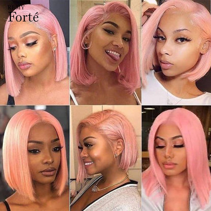 Bob Short Cut Straight Lace Front Human Hair Transparent Lace Pre Plucked Brazilian Bob Lace Wigs Lola’s Hidden Gem