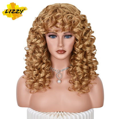 Red Brown Copper Ginger Short Loose Curly Wigs For Women Synthetic Natural Hair Wig With Bangs Heat Resistant Lola’s Hidden Gem