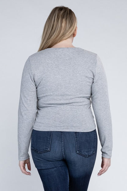 Plus+ Classic Ribbed Round Neck Long Sleeve