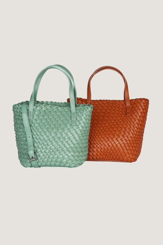 Textured PU Vegan Leather Woven Mini Bag