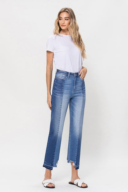 Super High-Rise Jeans Straight W/Contrast & Hem Detail