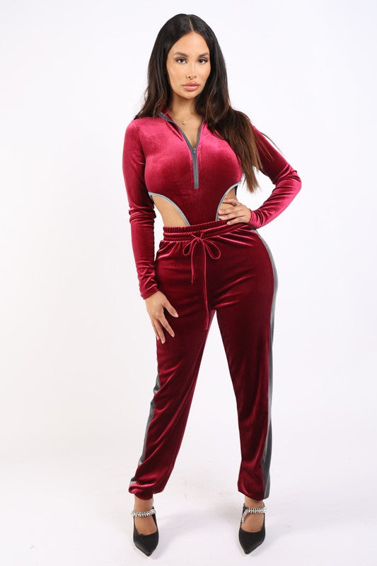 Velvet Bodysuit & Jogger Set