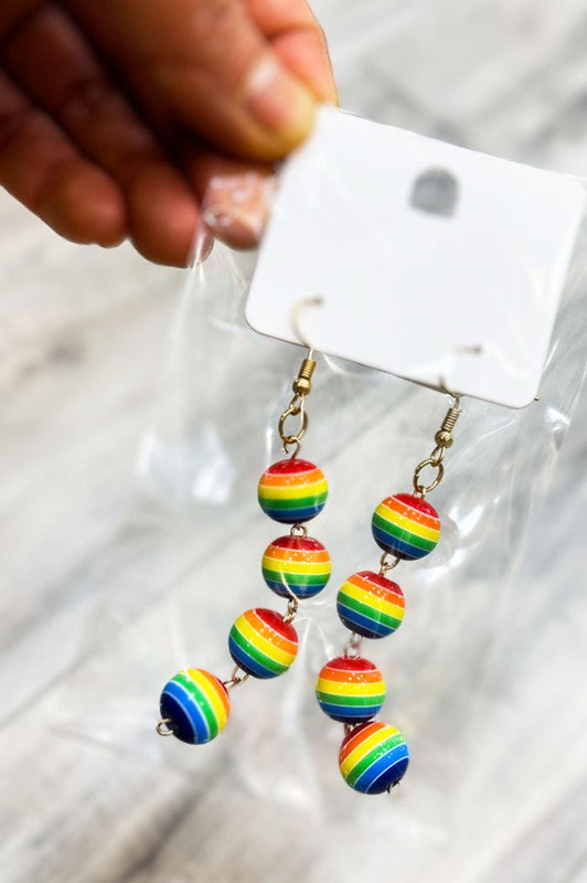 Rainbow Bead Drop Earrings