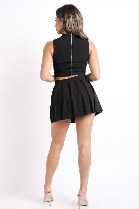 Thigh Belted Skater Skirt Set K Too