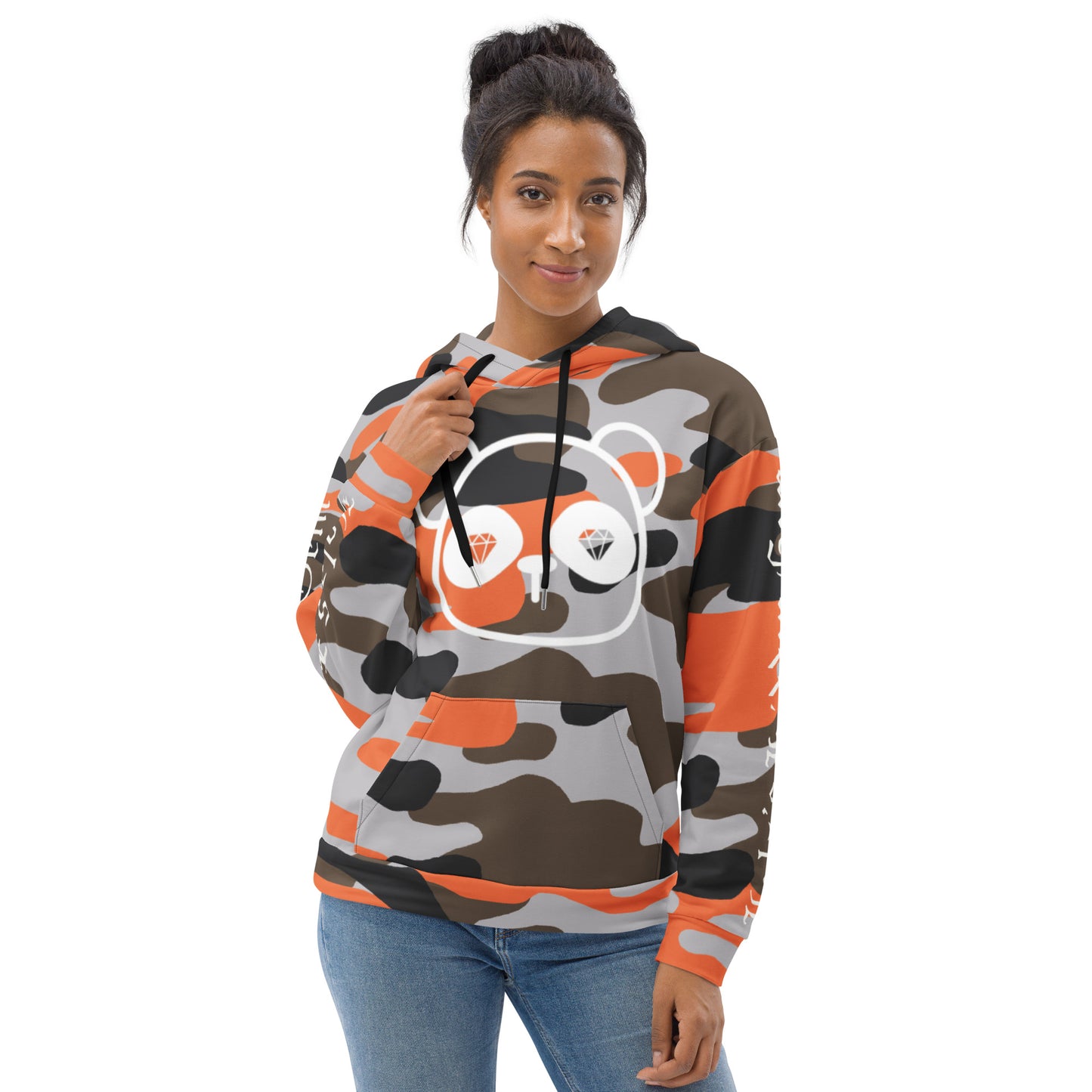 Gem Eyed Panda Unisex Camouflage Hoodie - Orange