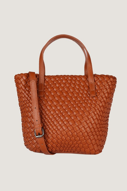 Textured PU Vegan Leather Woven Mini Bag