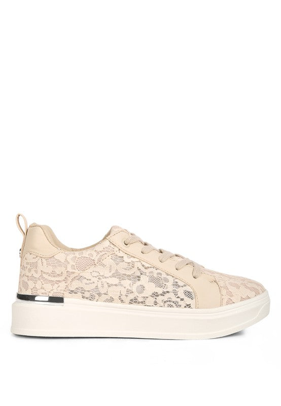 Flakes Lace Detail Low Platform Sneakers