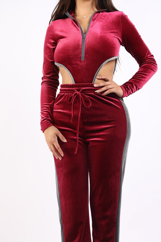 Velvet Bodysuit & Jogger Set