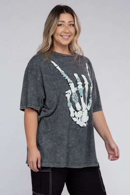 Plus Skeleton Rock Hand Sign Graphic Top