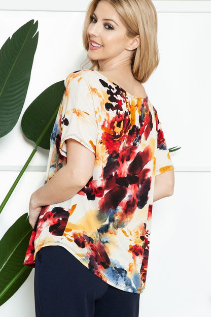 Plus+ Floral Short Sleeve Top