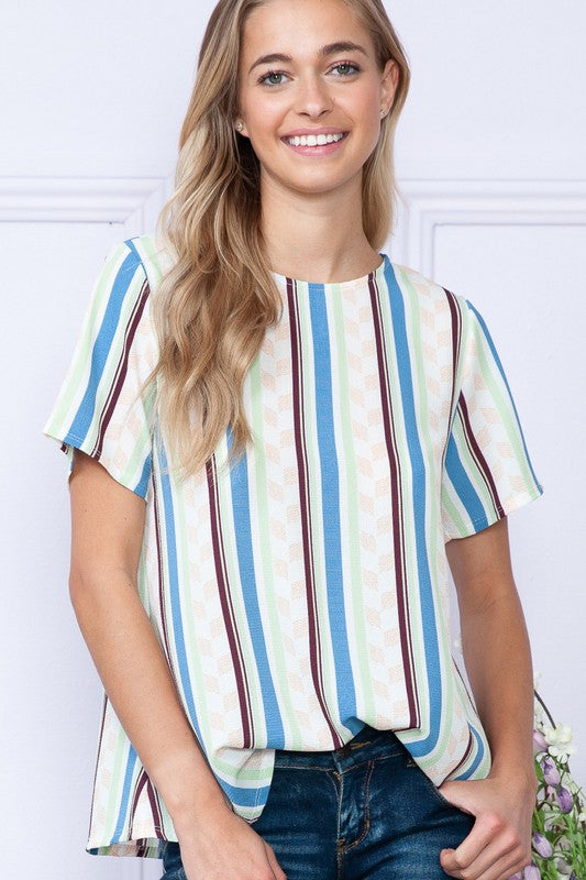 Gem Plus+ Stripe Short Sleeve Top