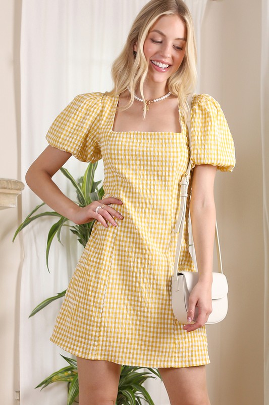 SS back strap dress - gingham