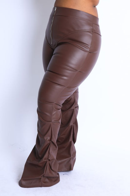 PU Leather Stacked Pants