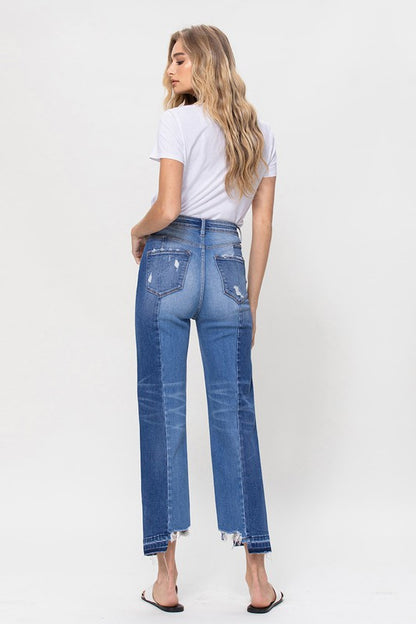 Super High-Rise Jeans Straight W/Contrast & Hem Detail