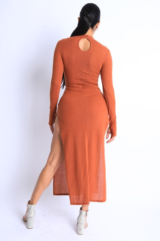 Hacci Mock-neck Long Sleeve Dress