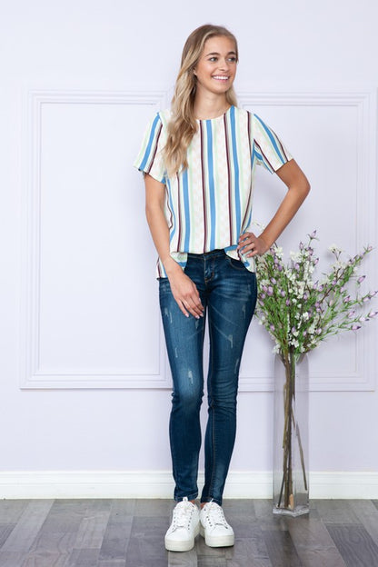 Gem Plus+ Stripe Short Sleeve Top