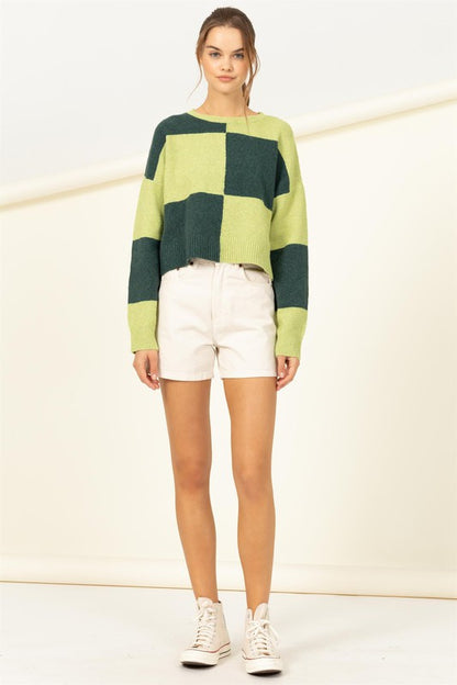 Modern Club Long Sleeve Color-Block Sweater