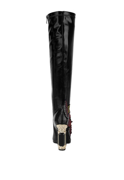 Ecstasy Fantasy Heel Patchwork Knee High Boots