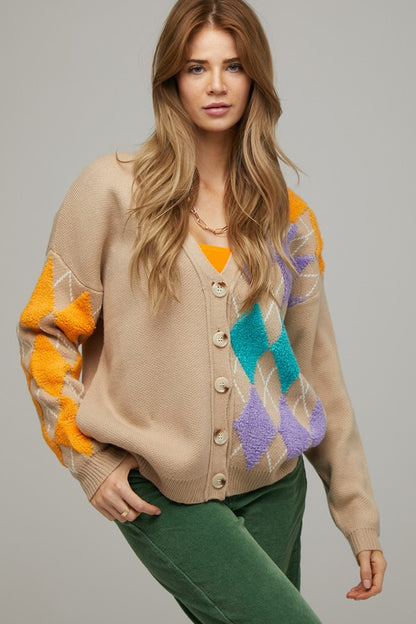 Plus+ V Neck Button Front Cardigan