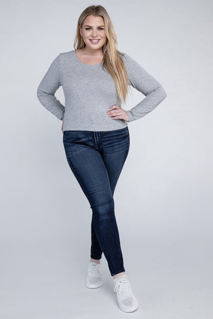 Plus+ Classic Ribbed Round Neck Long Sleeve