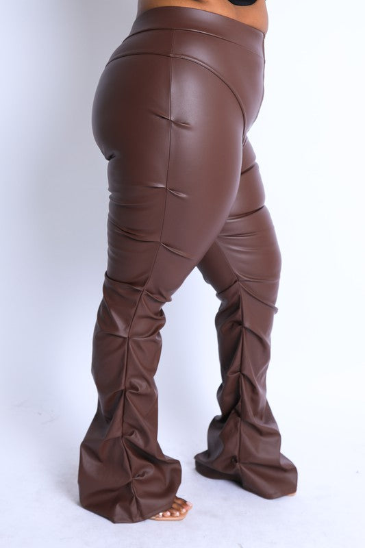 PU Leather Stacked Pants