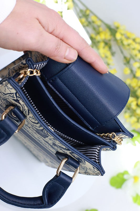 Vintage Printed Mini Handle Crossbody Bag BESTTO