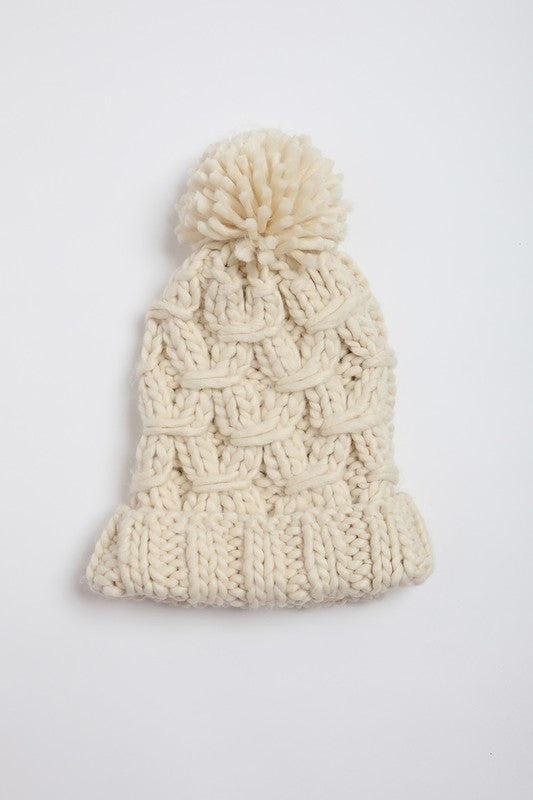 Oversized Chunky Knit Pom Beanie