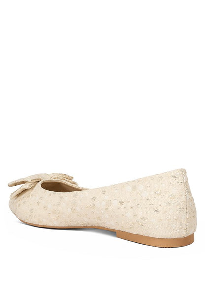 Cicely Jacquard Bow Embellished Ballet Flats