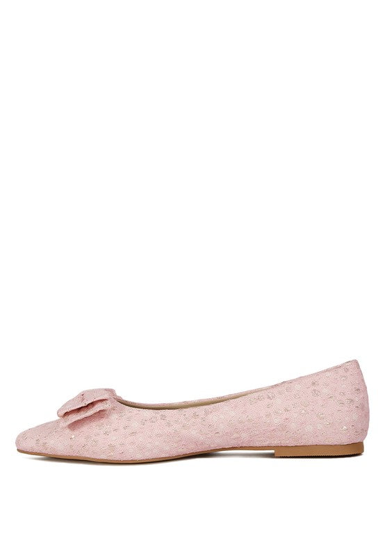 Cicely Jacquard Bow Embellished Ballet Flats