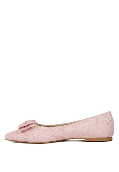 Cicely Jacquard Bow Embellished Ballet Flats