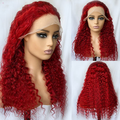 Red Deep Wave Human Hair Wig