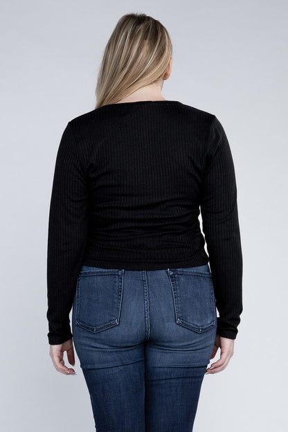 Plus+ Classic Ribbed Round Neck Long Sleeve