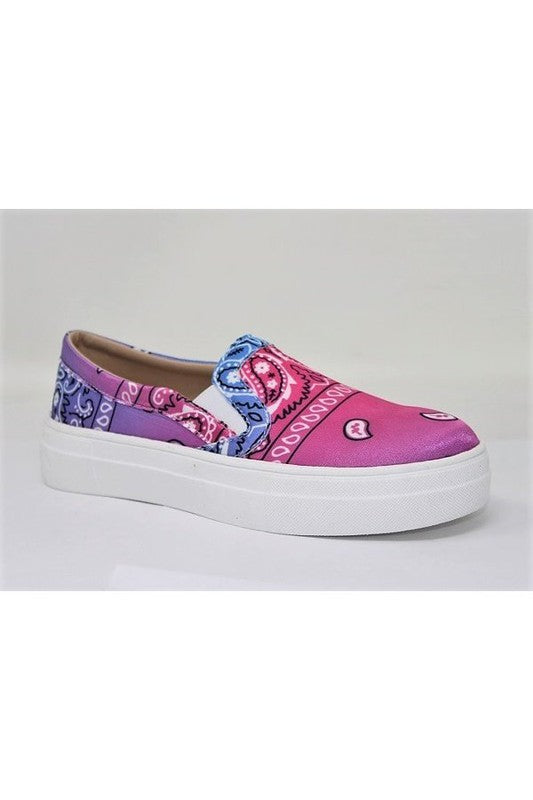 flat slip on sneaker with tie dye details