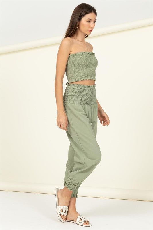 Let Love Smmocked Top & Trouser Set