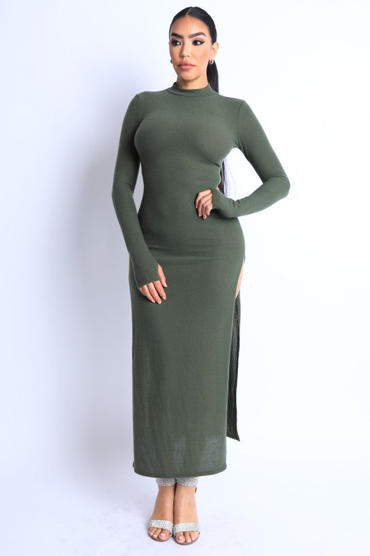 Hacci Mock-neck Long Sleeve Dress