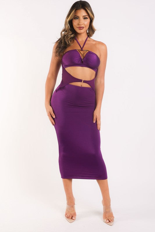 Cut Out Detailed Halter Dress