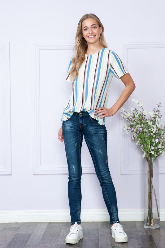 Gem Plus+ Stripe Short Sleeve Top