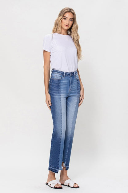 Super High-Rise Jeans Straight W/Contrast & Hem Detail