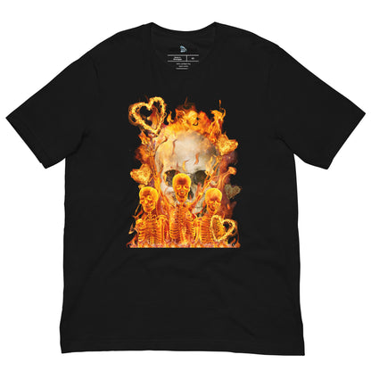 Hearts & Skulls on Fire Unisex Graphic Tee