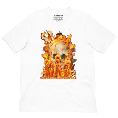 Hearts & Skulls on Fire Unisex Graphic Tee