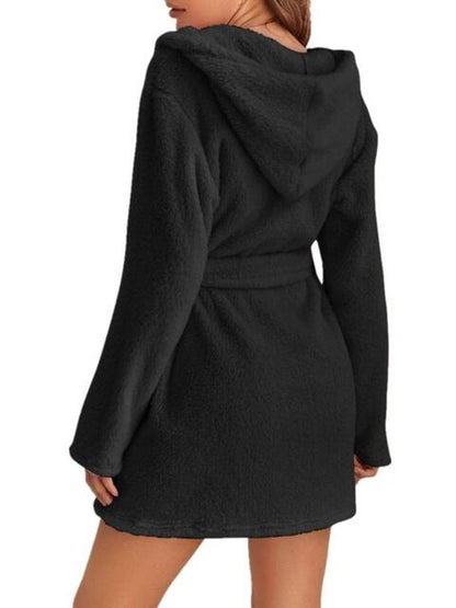 Tie Waist Hooded Robe