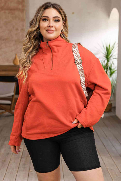 Plus+ Zip-Up Dropped Shoulder Sweatshirt