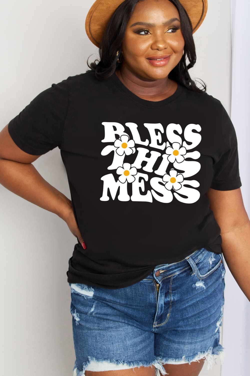 Simply Love BLESS THIS MESS Graphic Cotton Tee