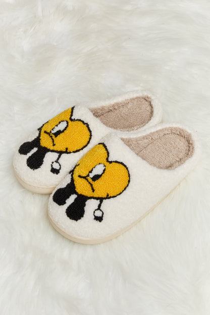 Melody Love Heart Print Plush Slippers