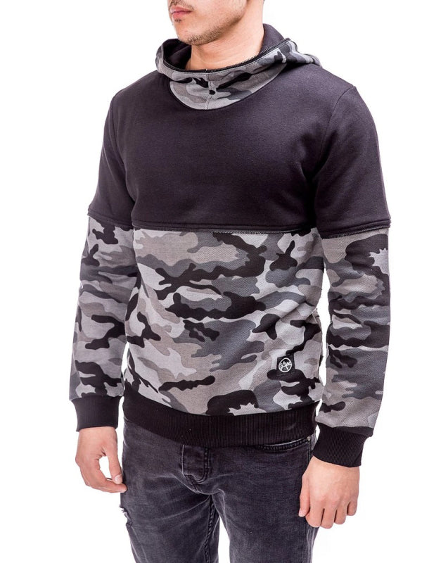 Men's Camouflage Patchwork Loose Hoodie kakaclo