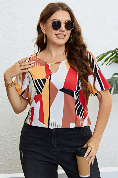 Gem Plus+ Cutout Short Sleeve Blouse