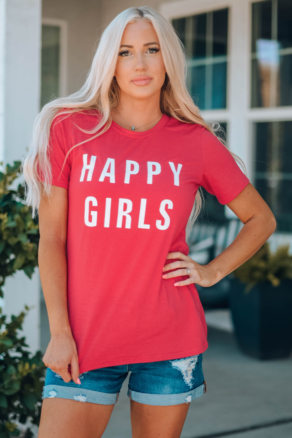 HAPPY GIRLS Short Sleeve Tee Shirt Trendsi