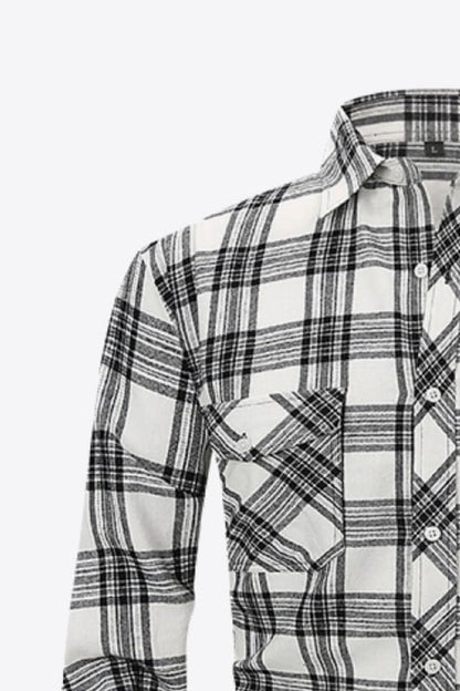 Men's Plaid Button-Up Long Sleeve Shirt Trendsi