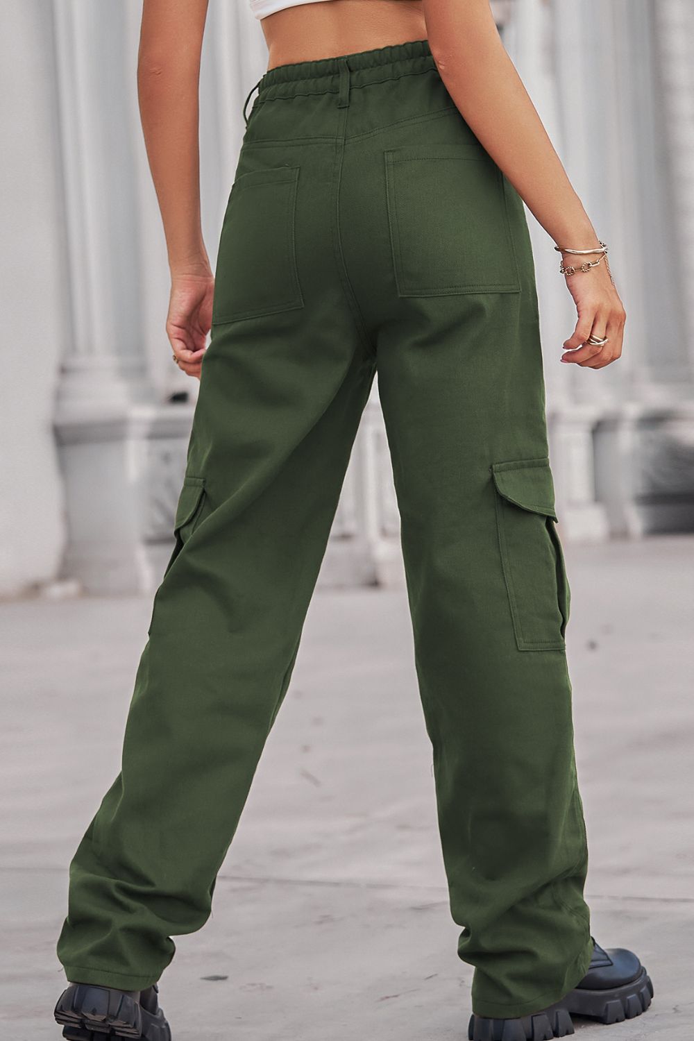 Long Straight Leg Cargo Pants Trendsi