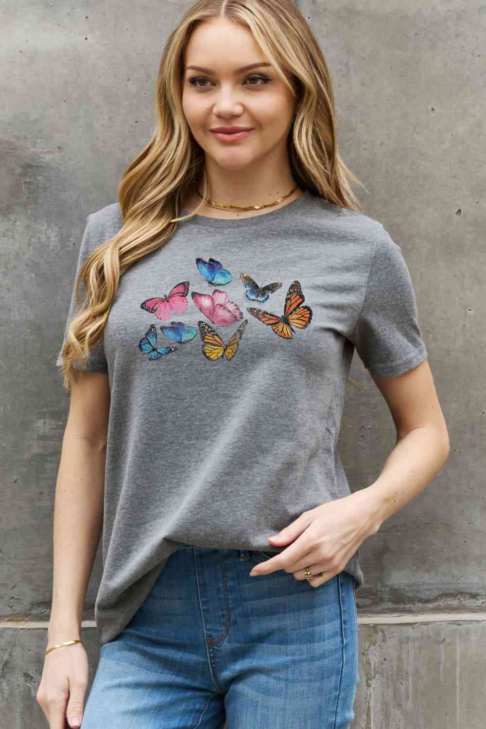 Simply Love Butterfly Graphic Cotton Tee